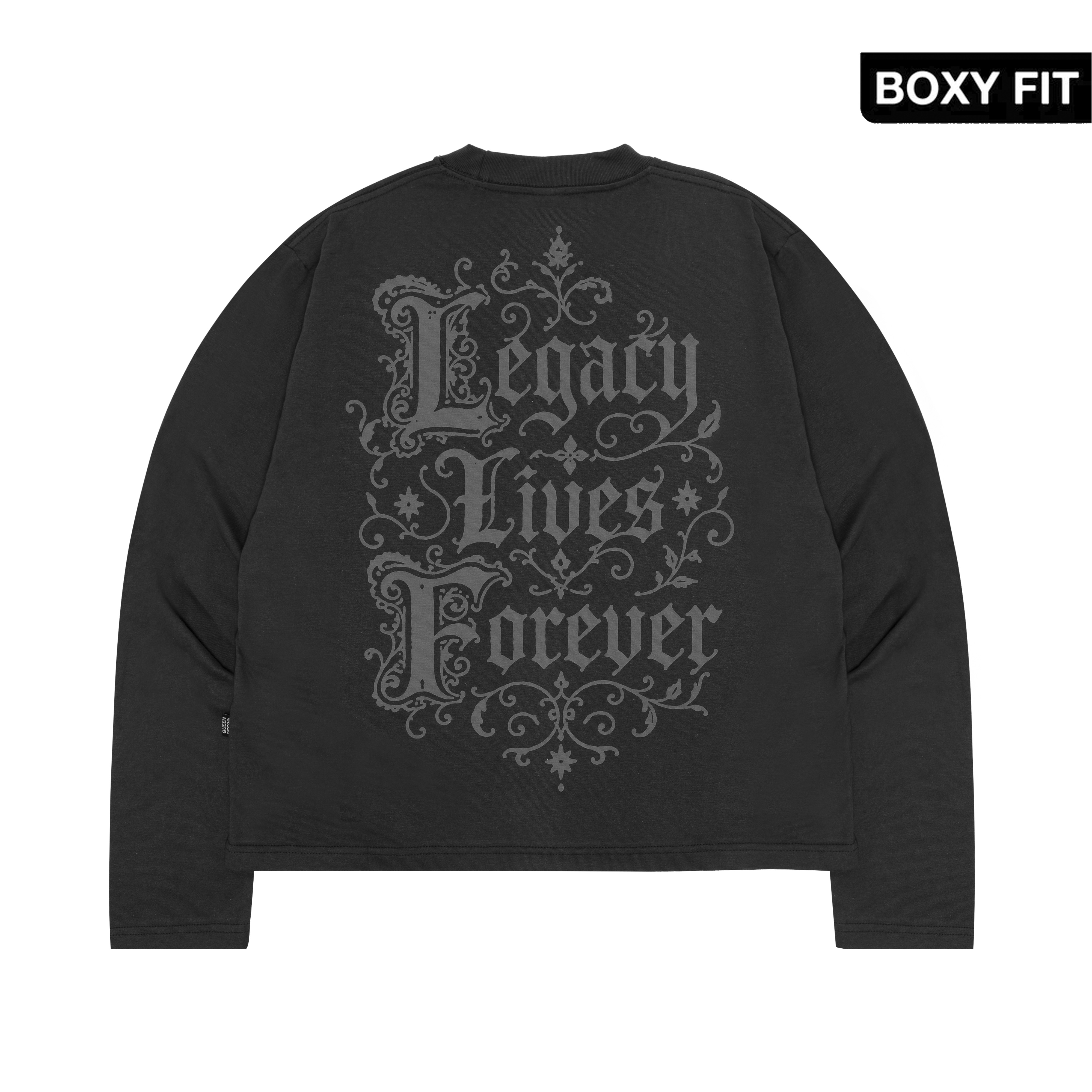 Queenbeer - Longsleeve Boxy Lives Dark Grey