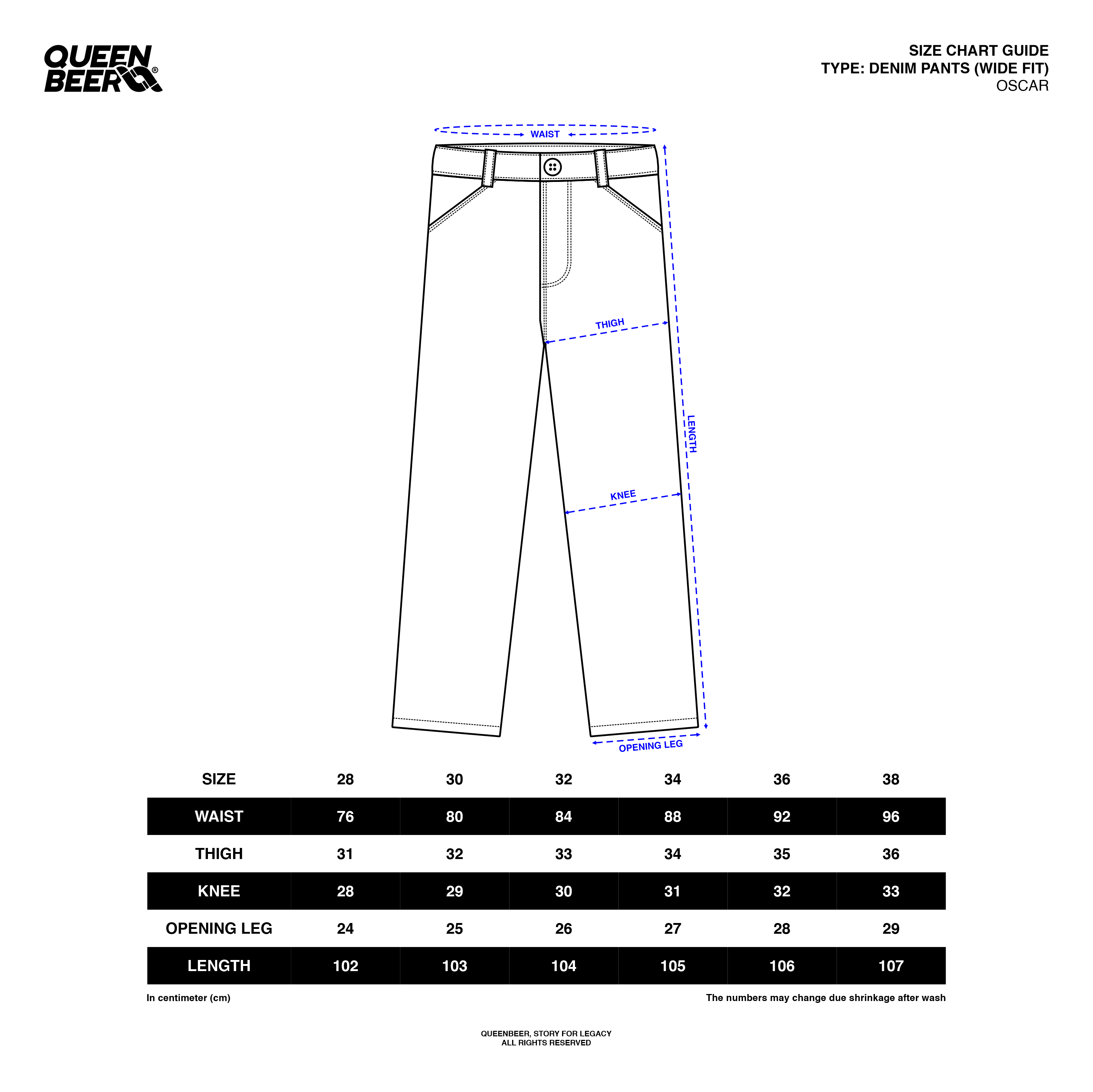 Queenbeer - Denim Pants Wide Fit Oscar Blue Washed