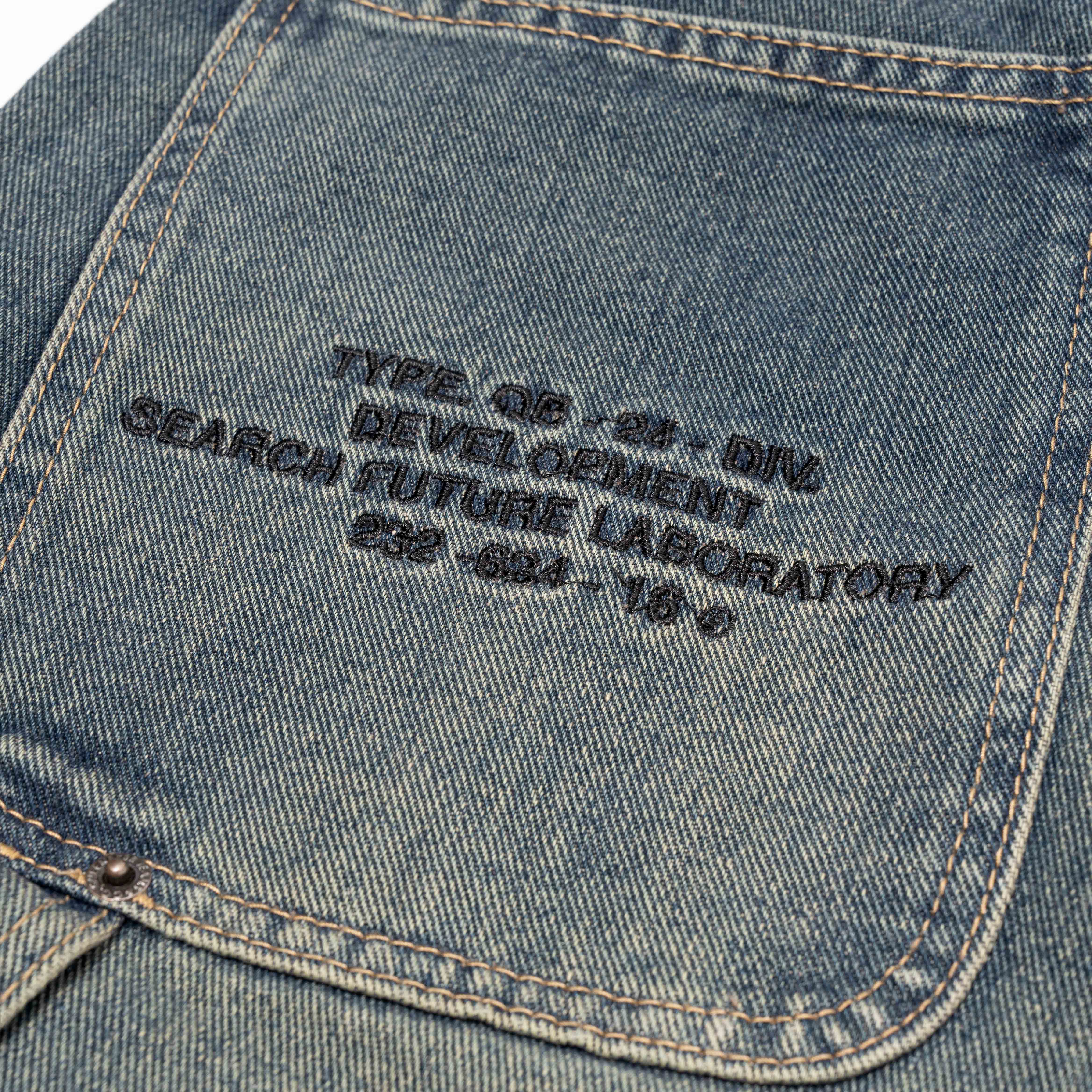 Queenbeer - Double Knee Carpenter Pants Baggy Fit Jonnah Blue Washed