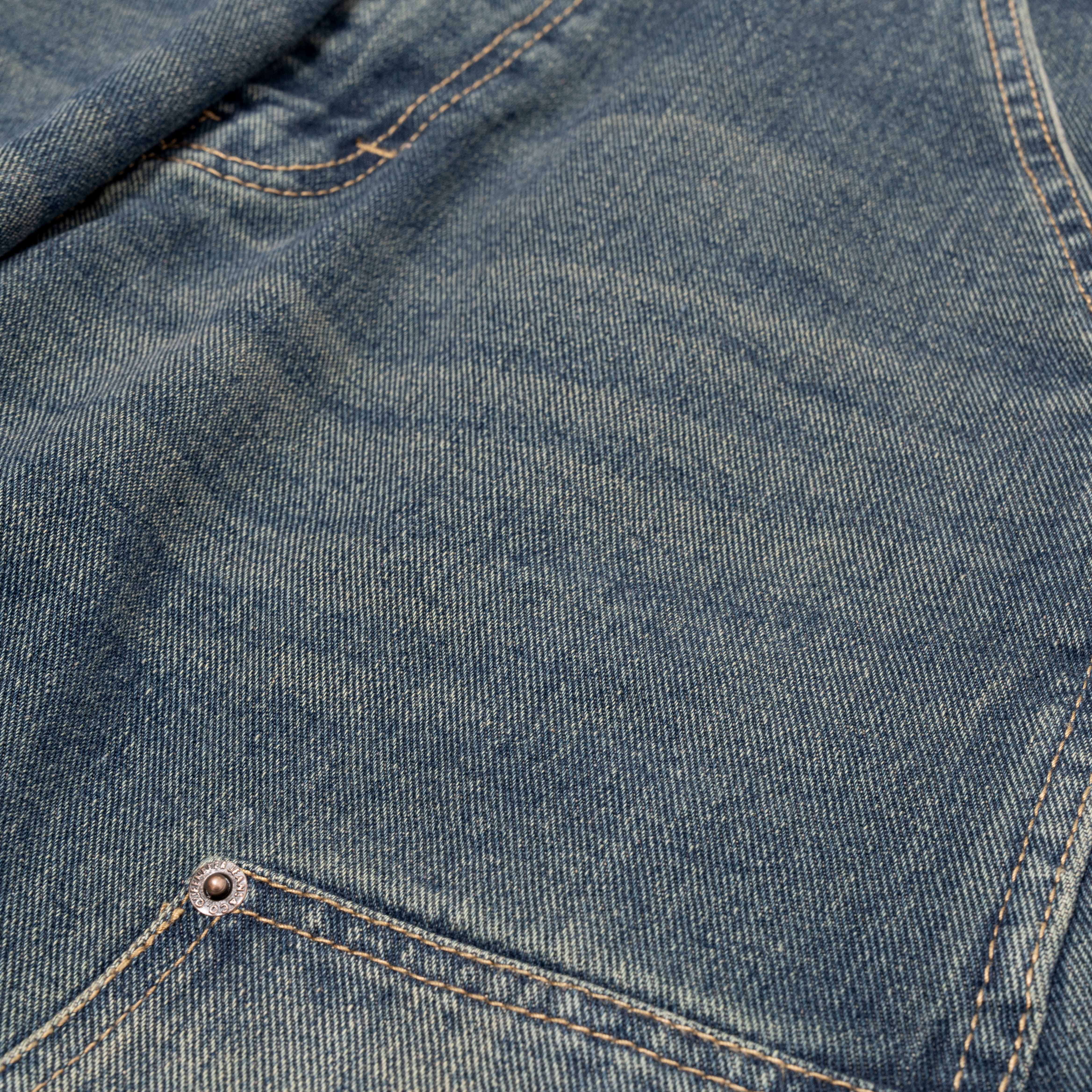 Queenbeer - Double Knee Carpenter Pants Baggy Fit Jonnah Blue Washed