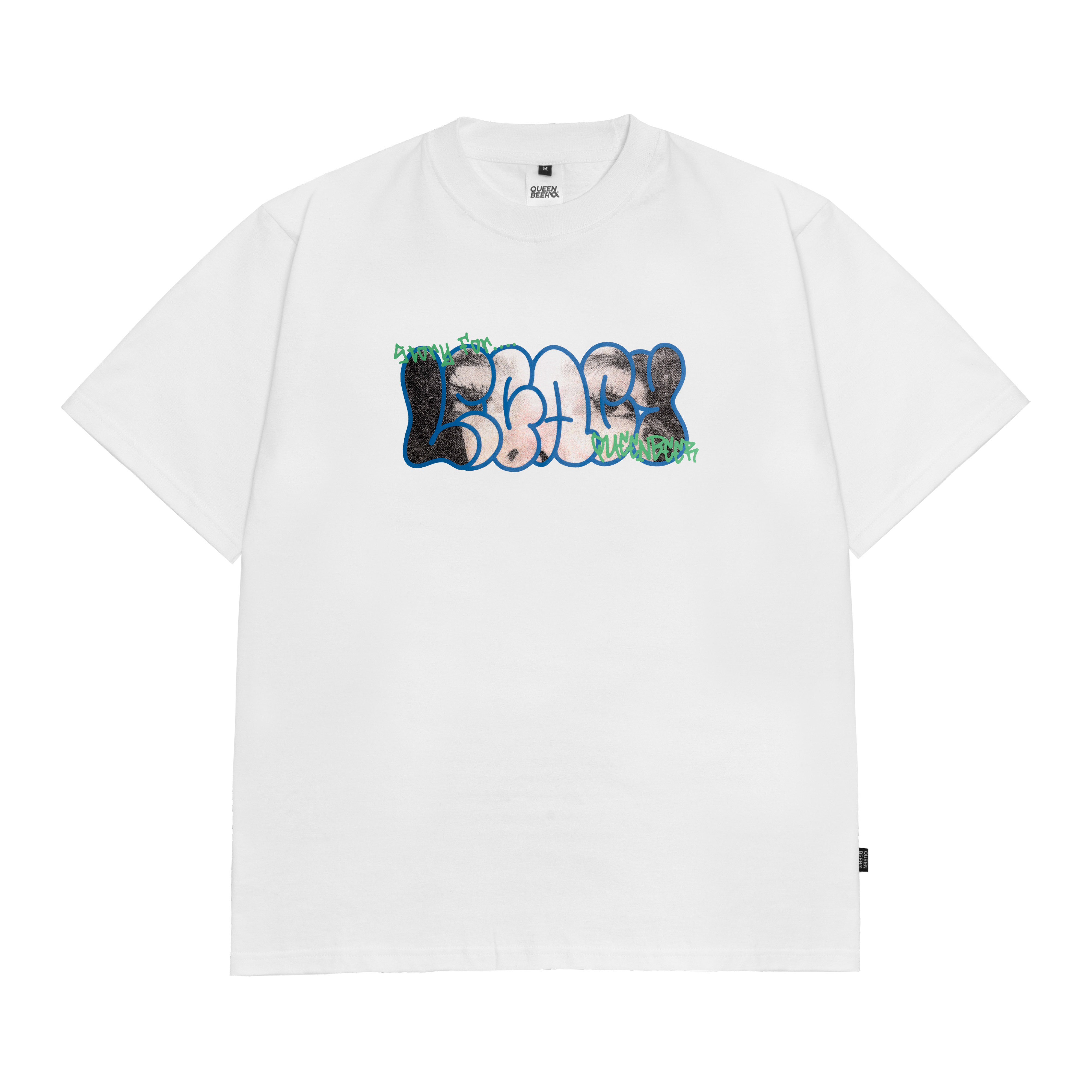 Queenbeer - T-shirt Chase White Black
