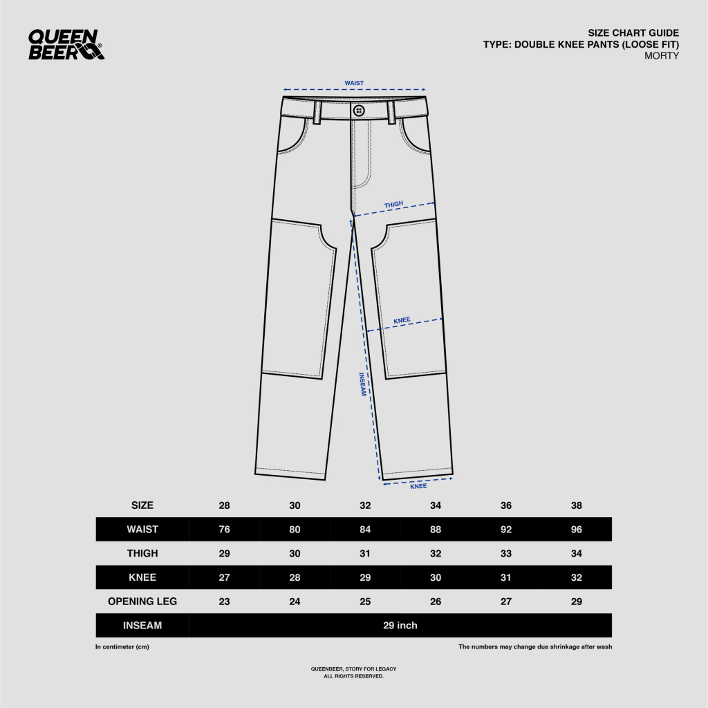 Queenbeer - Double Knee Carpenter Pants Morty Blue Washed