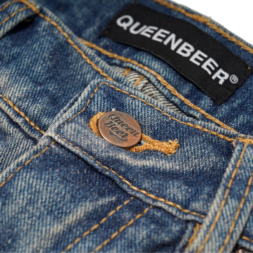 QueenBeer - Denim Pants Baggy Fit Louis Blue Washed