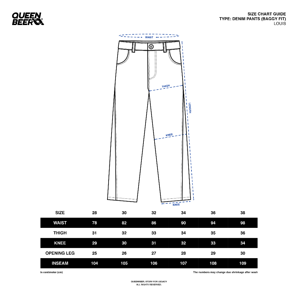 QueenBeer - Denim Pants Baggy Fit Louis Blue Washed