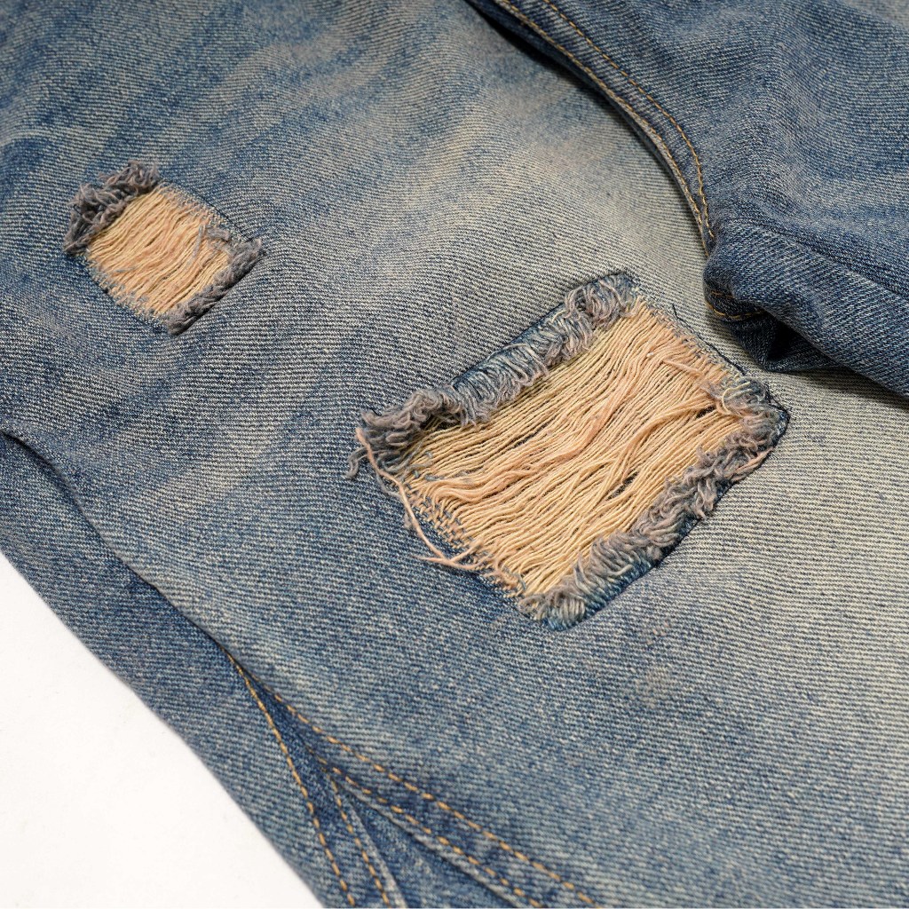 QueenBeer - Denim Pants Baggy Fit Louis Blue Washed