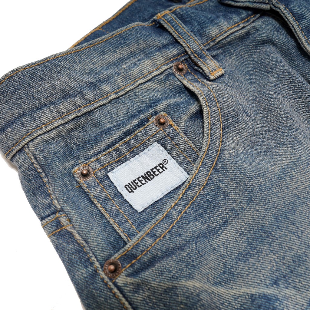 QueenBeer - Denim Pants Baggy Fit Louis Blue Washed