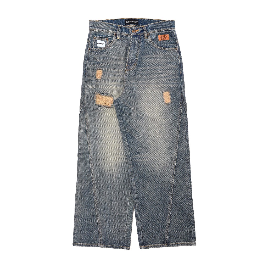 QueenBeer - Denim Pants Baggy Fit Louis Blue Washed