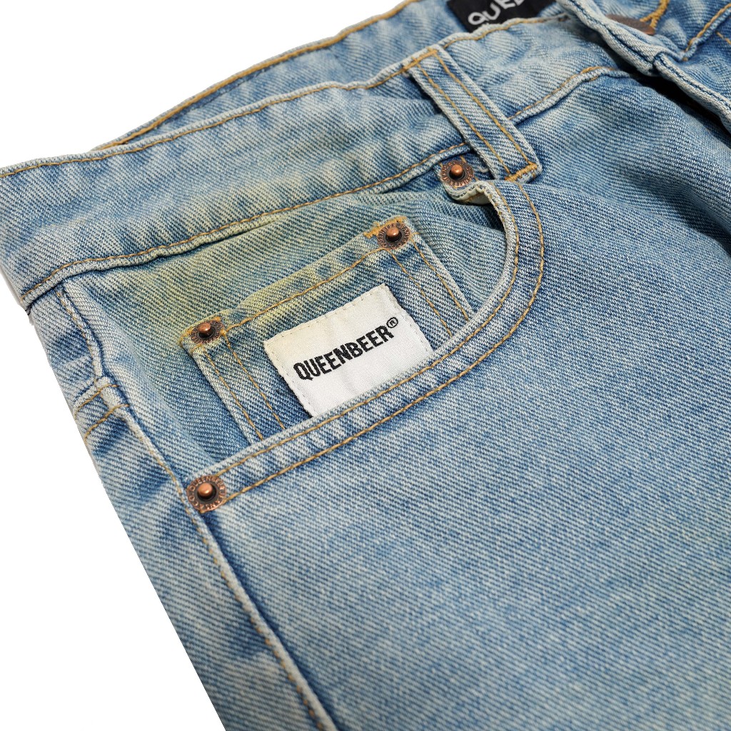 QueenBeer - Denim Pants Loose Fit Norrys Blue Washed