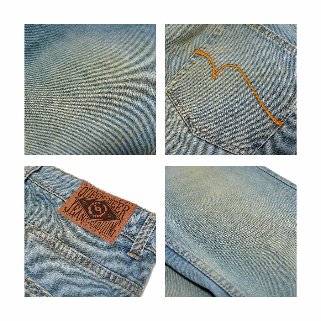 QueenBeer - Denim Pants Loose Fit Norrys Blue Washed
