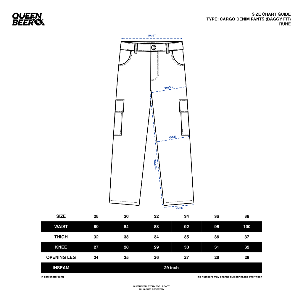 Queenbeer - Cargo Denim Pants Baggy Fit Rune