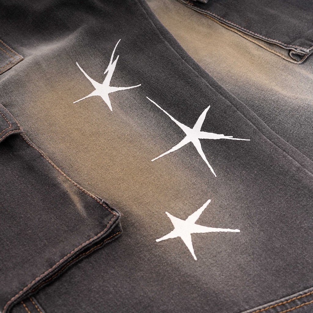 Queenbeer - Cargo Denim Pants Baggy Fit Rune
