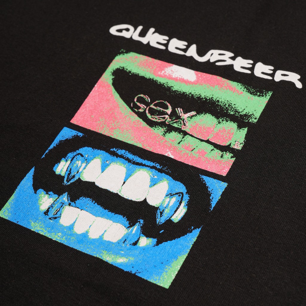 Queenbeer - T-shirt lips Black