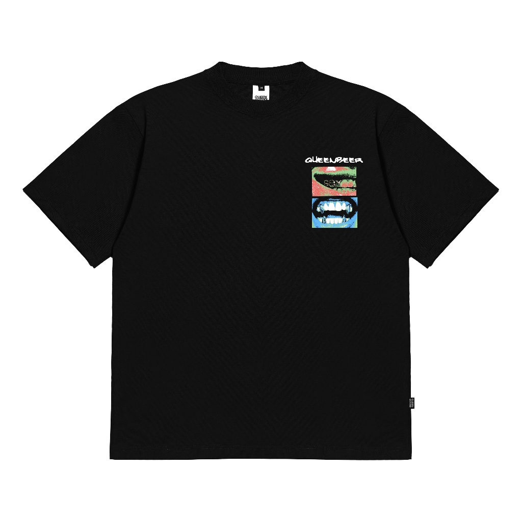 Queenbeer - T-shirt lips Black