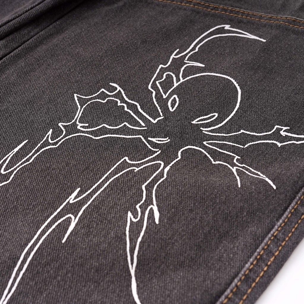 Queenbeer - Cargo Denim Pants Baggy Fit Rune