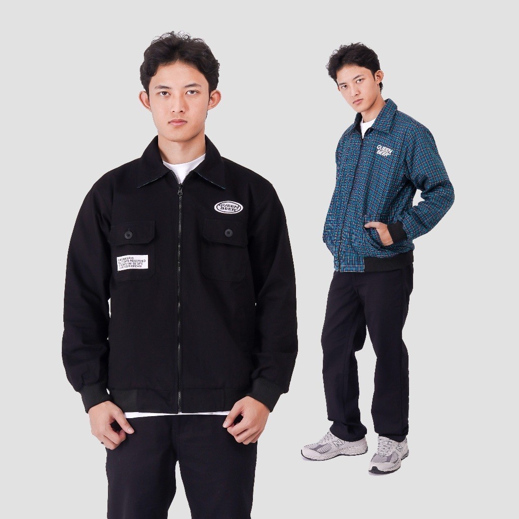 Queenbeer - Canvas Reversible Jacket Dariel Black