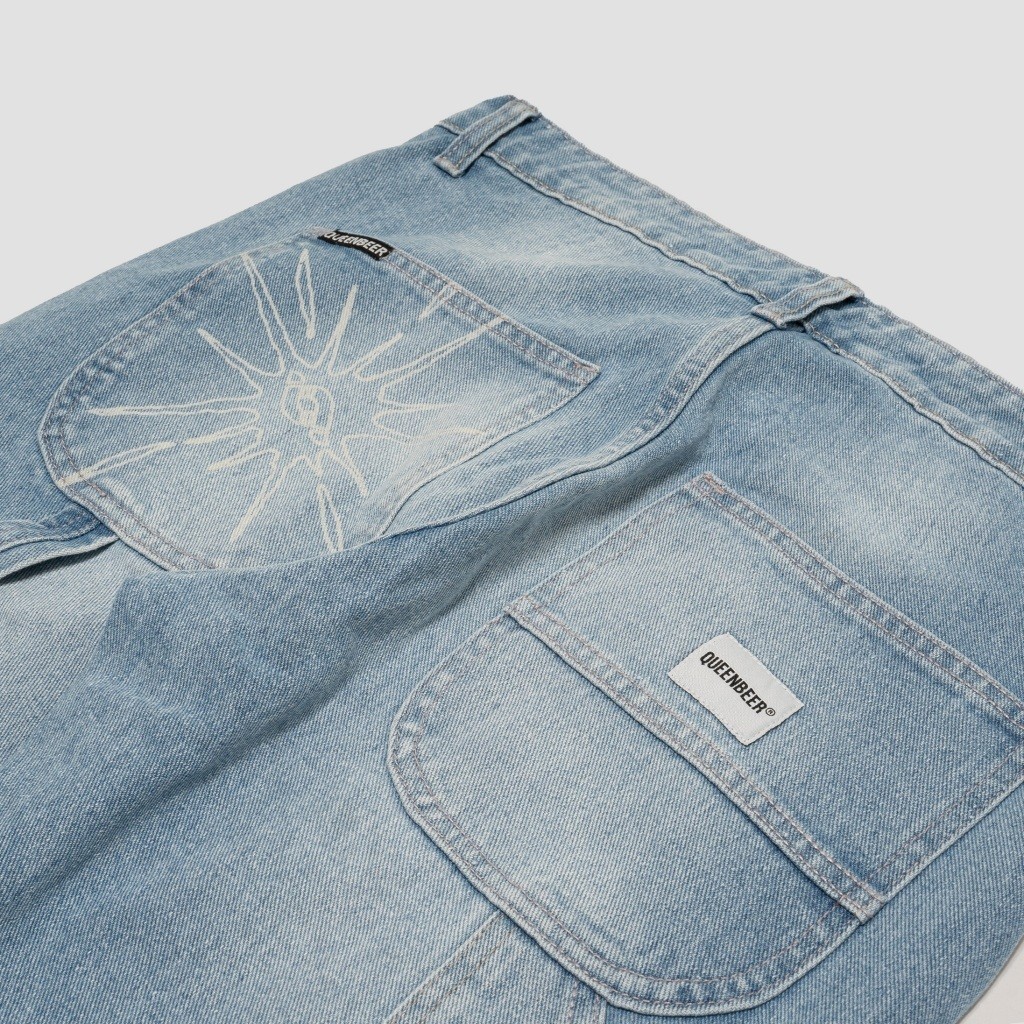 Queenbeer - Carpenter Denim Pants Shade Washed