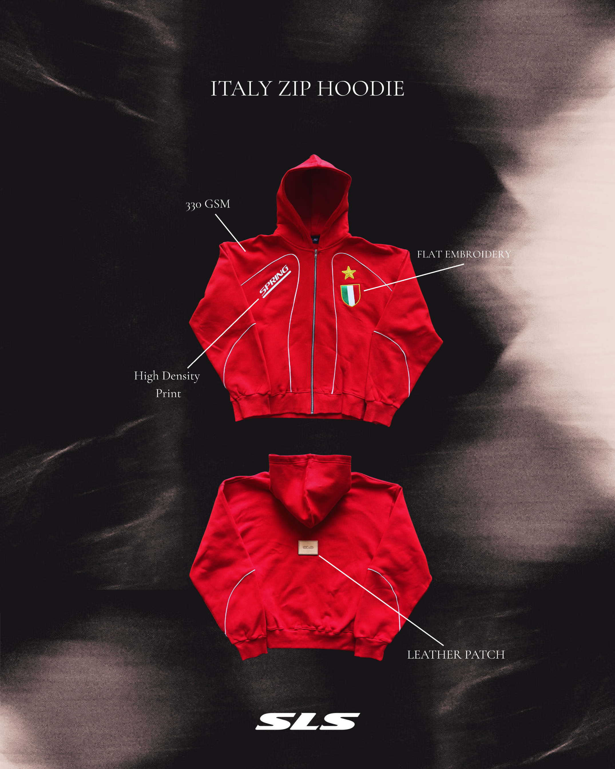 Italy Zip Hoodie Red