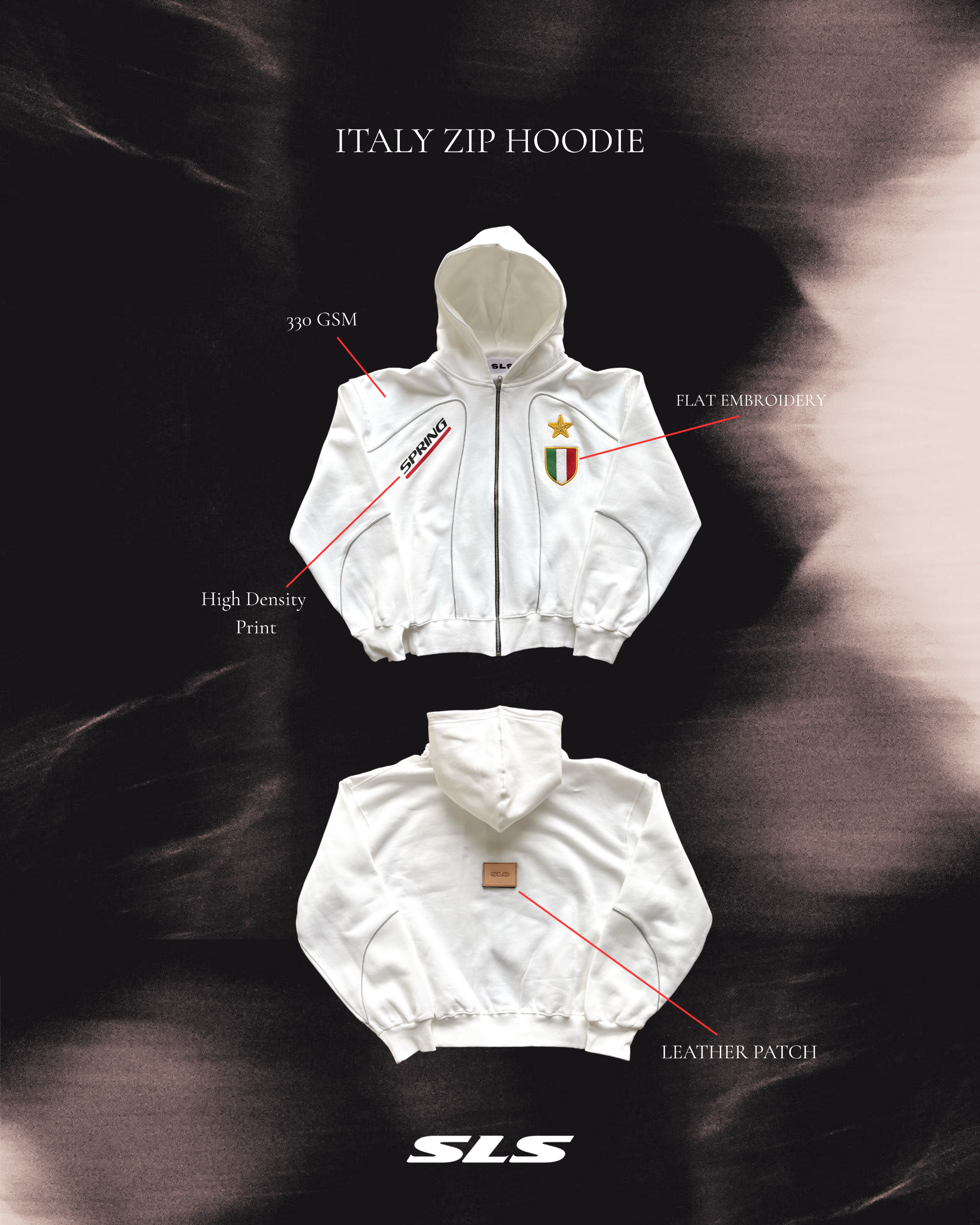 Italy Zip Hoodie White