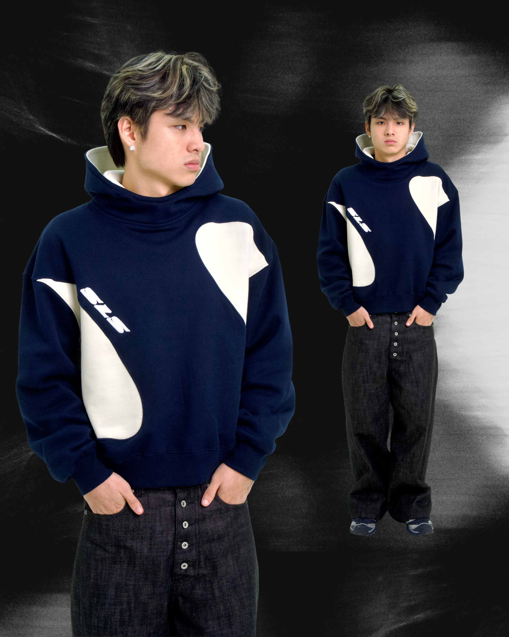 Sonata Hoodie Navy & Off White