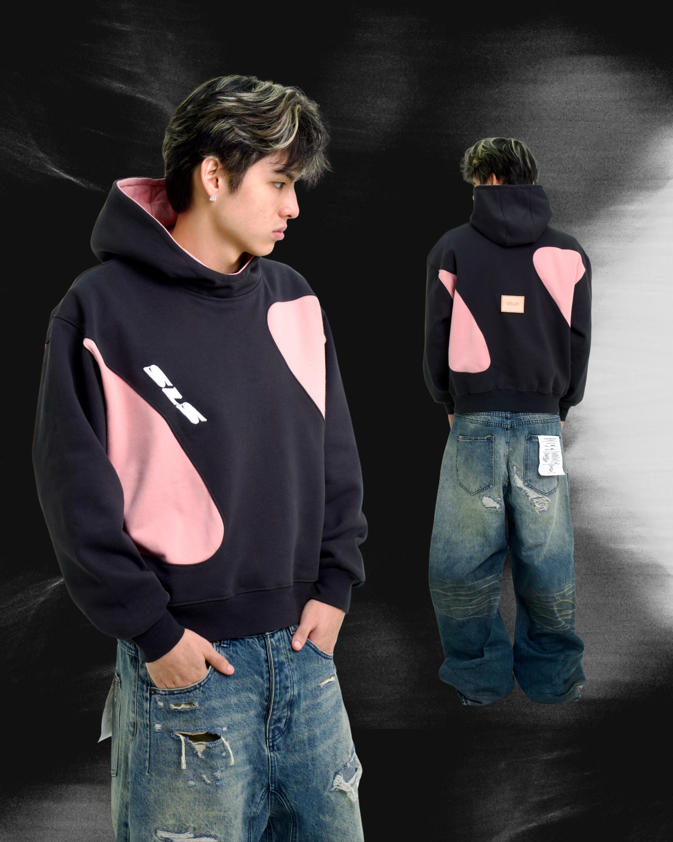 Sonata Hoodie Charcoal & Pink