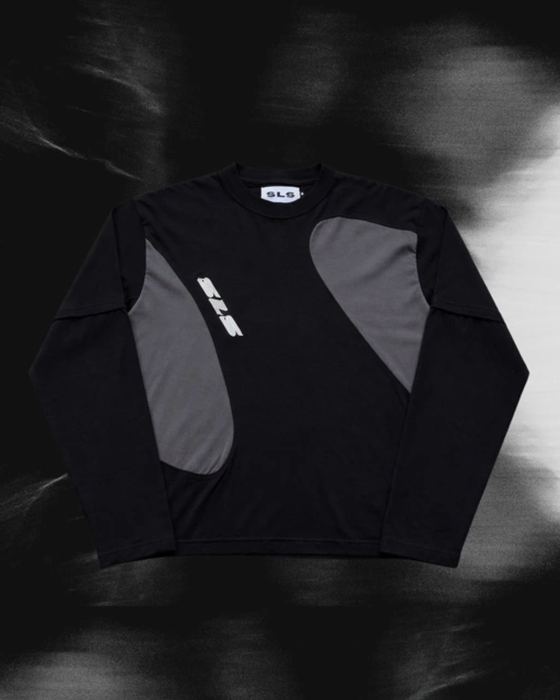 Image of Sonata Double Layer Tee Black & Dark Grey