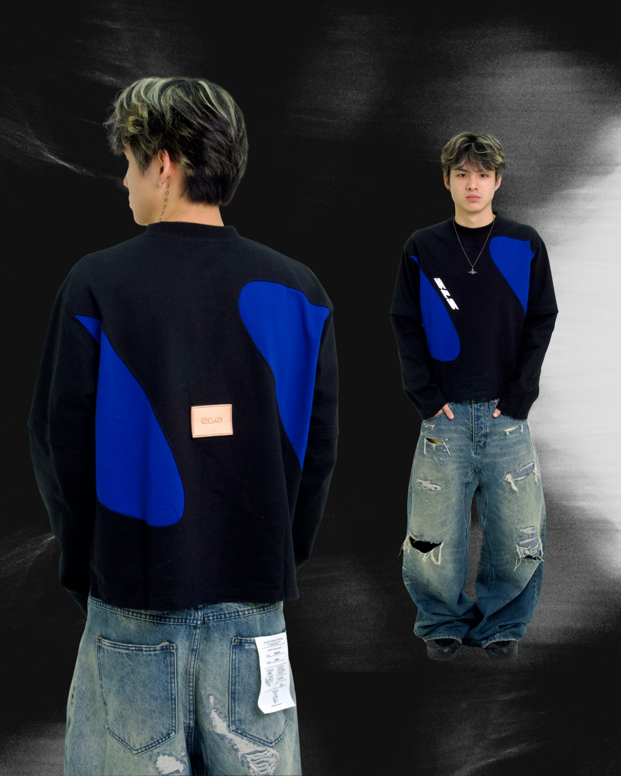 Sonata Double Layer Tee Black & Blue
