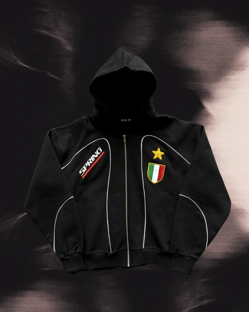 Italy Zip Hoodie Black
