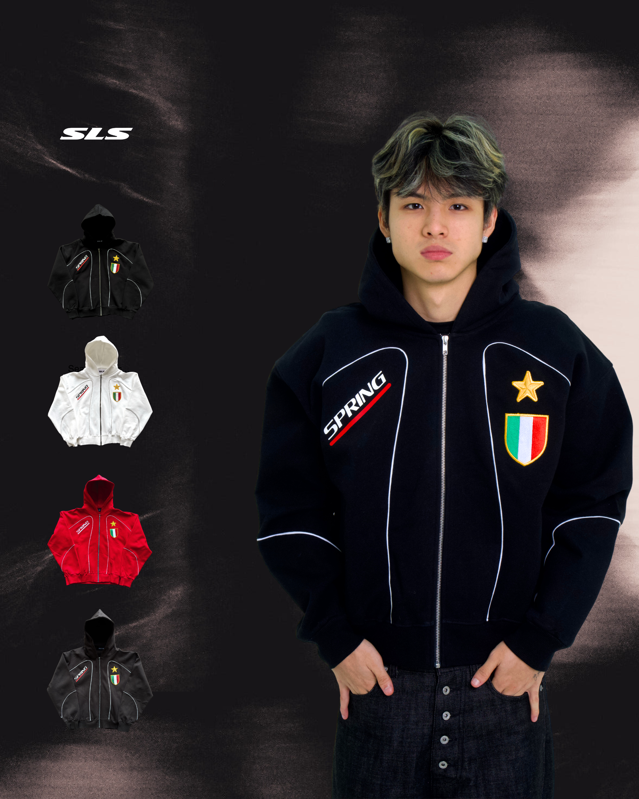 Italy Zip Hoodie Black