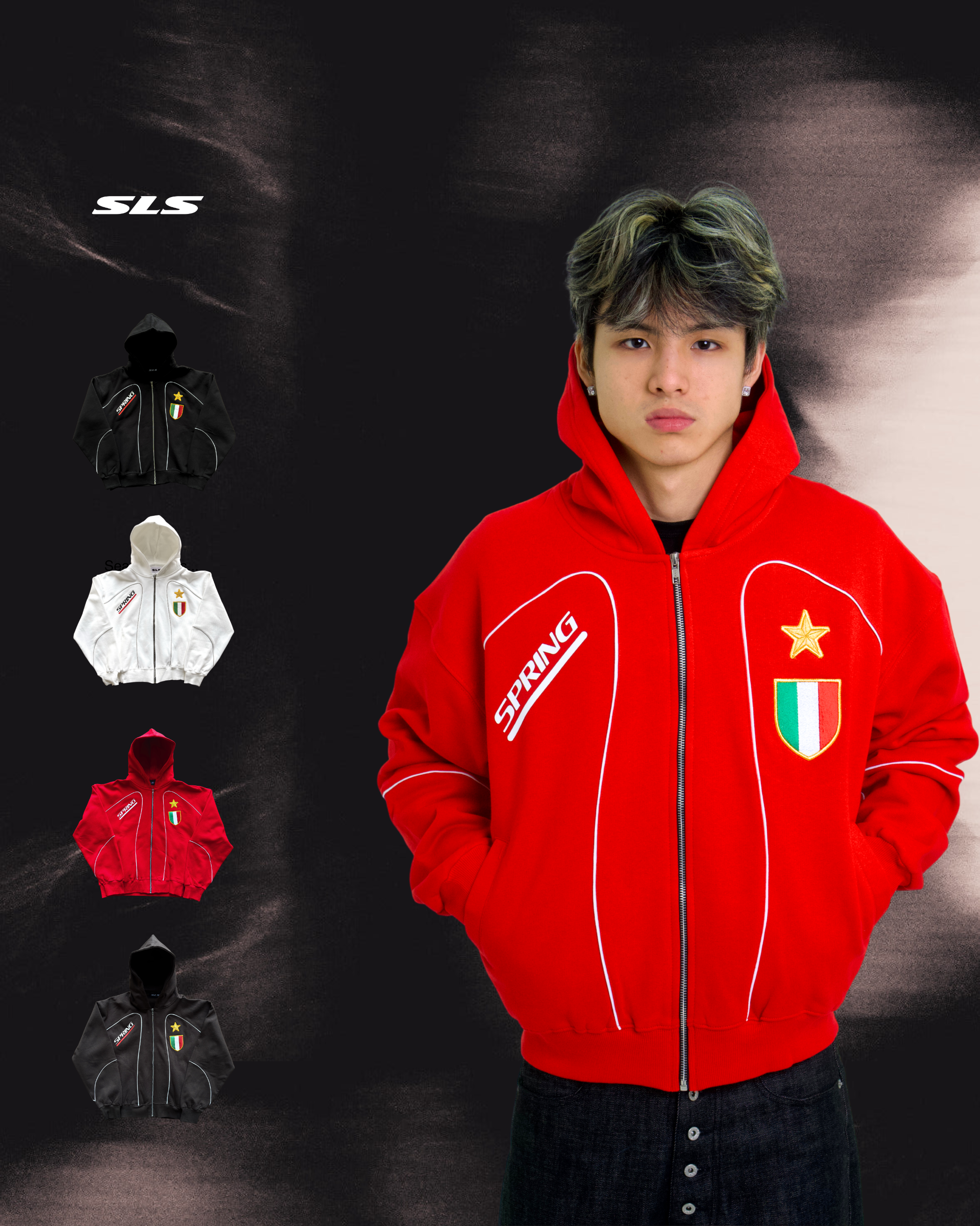Italy Zip Hoodie Red