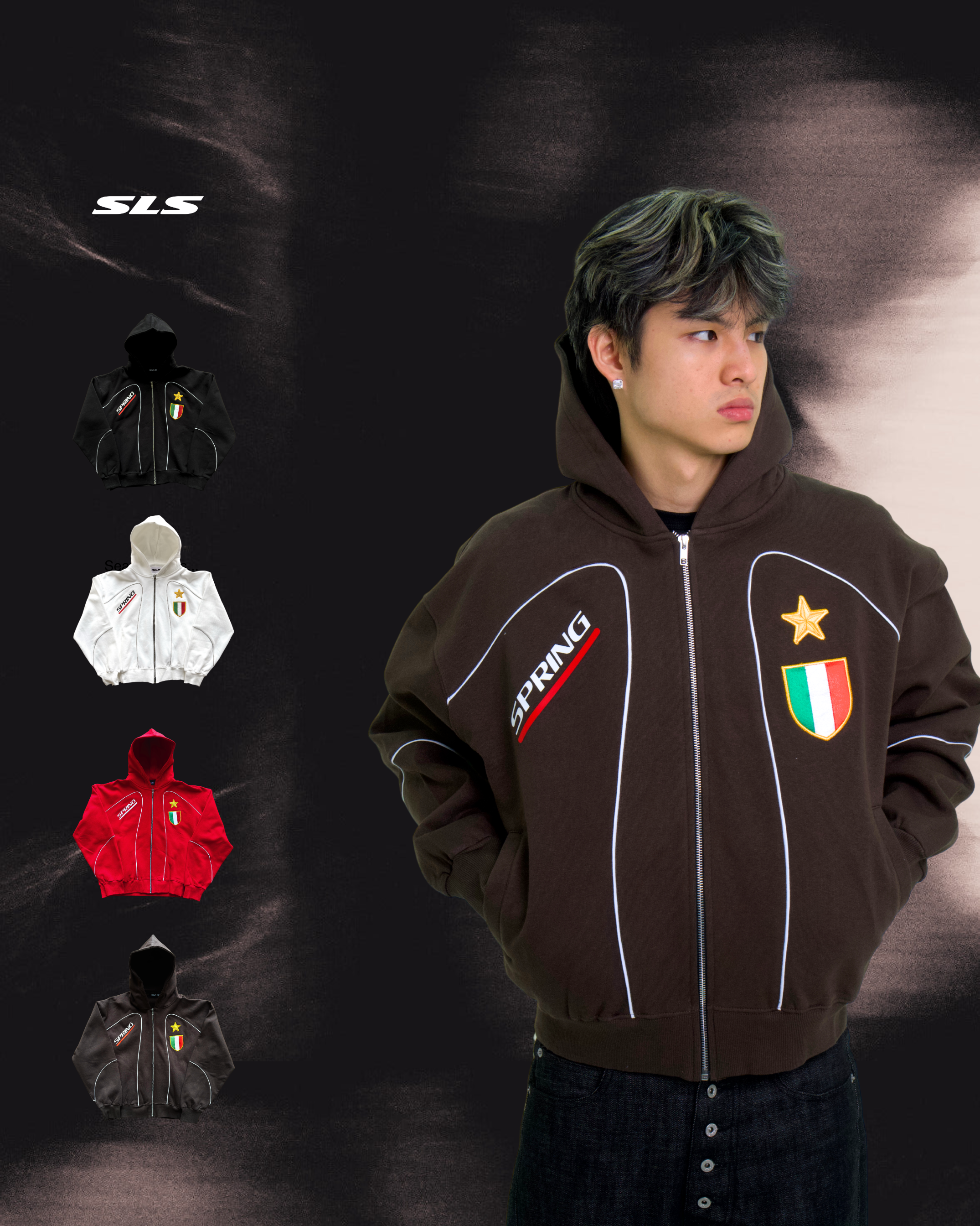 Italy Zip Hoodie Brown
