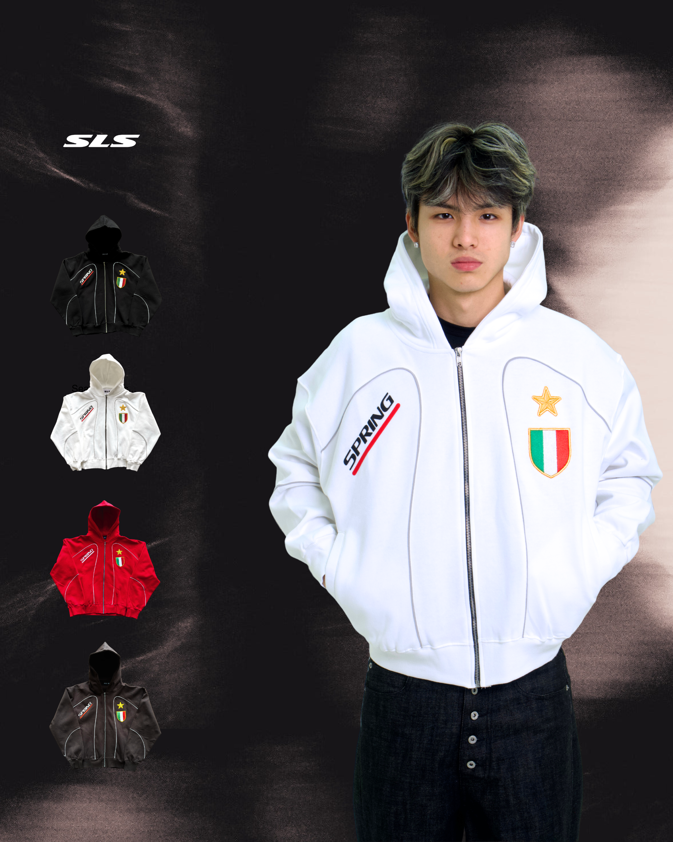 Italy Zip Hoodie White