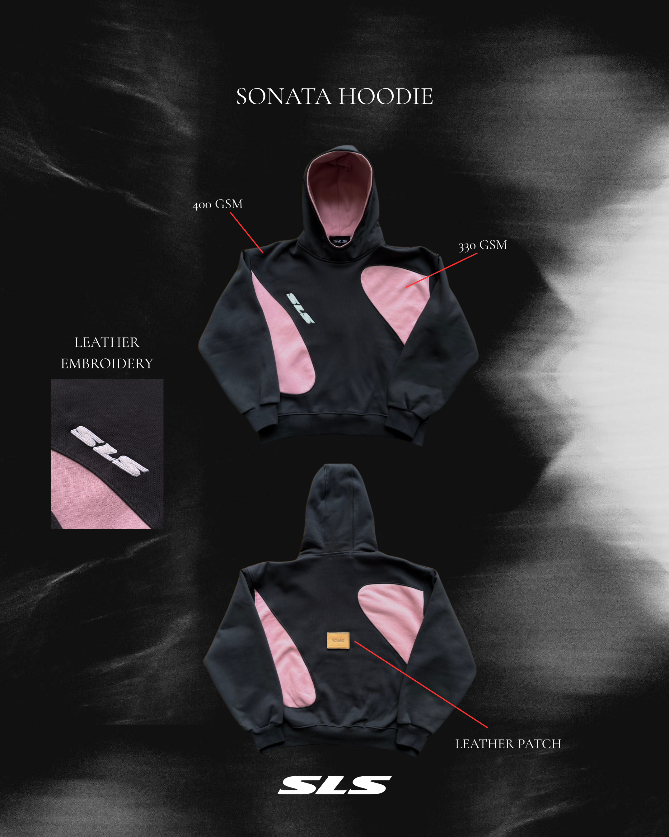 Sonata Hoodie Charcoal & Pink