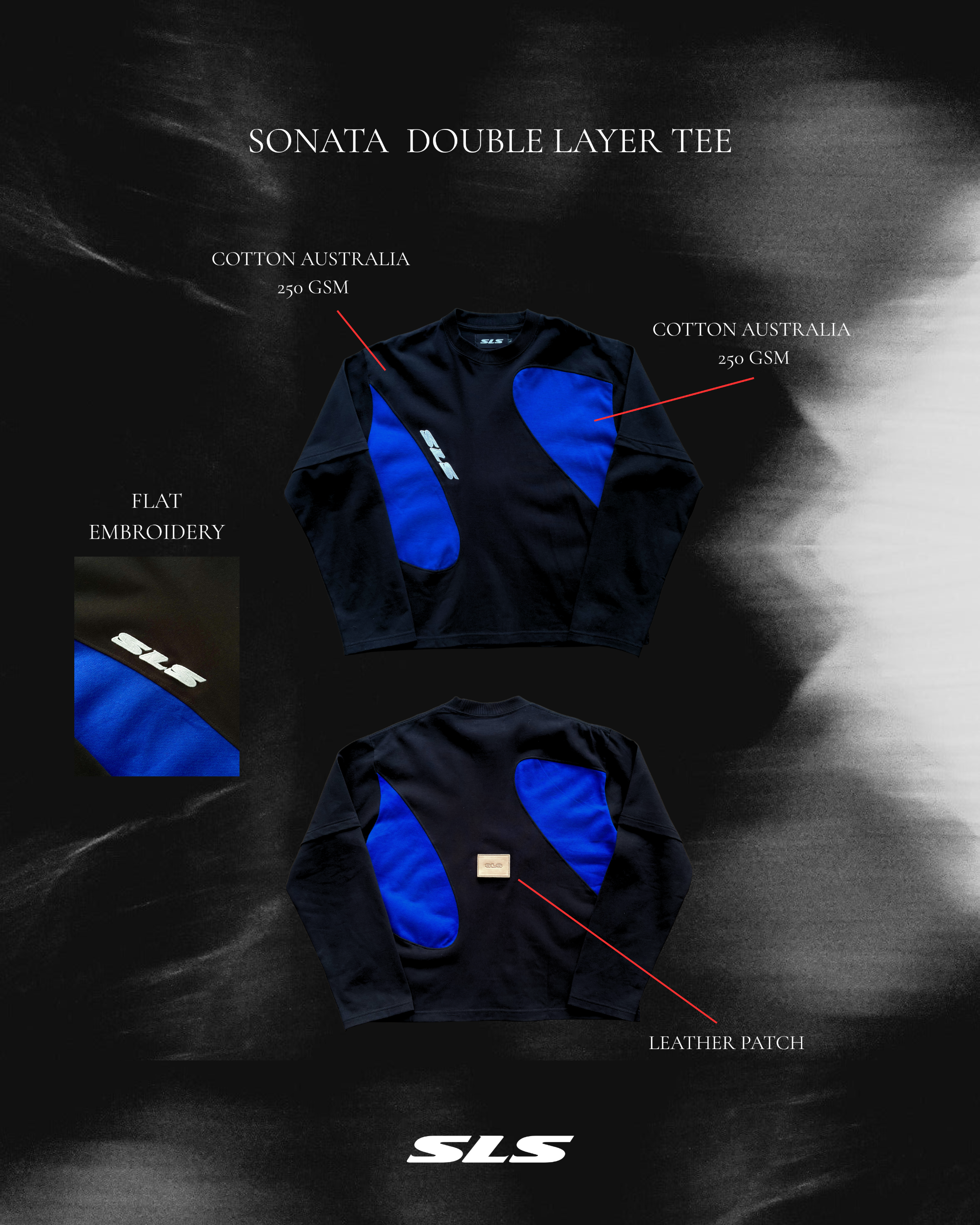 Sonata Double Layer Tee Black & Blue