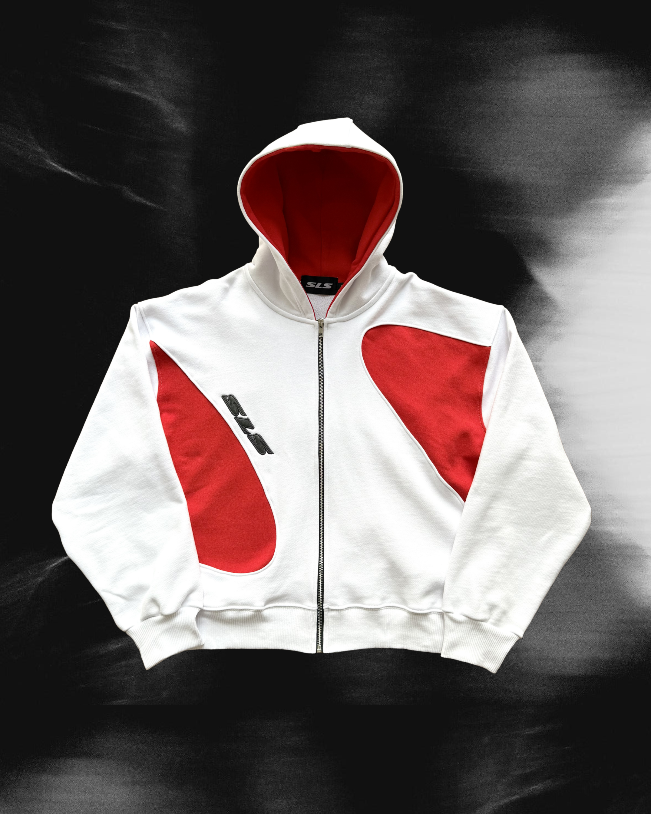 Sonata Zip Hoodie White & Red