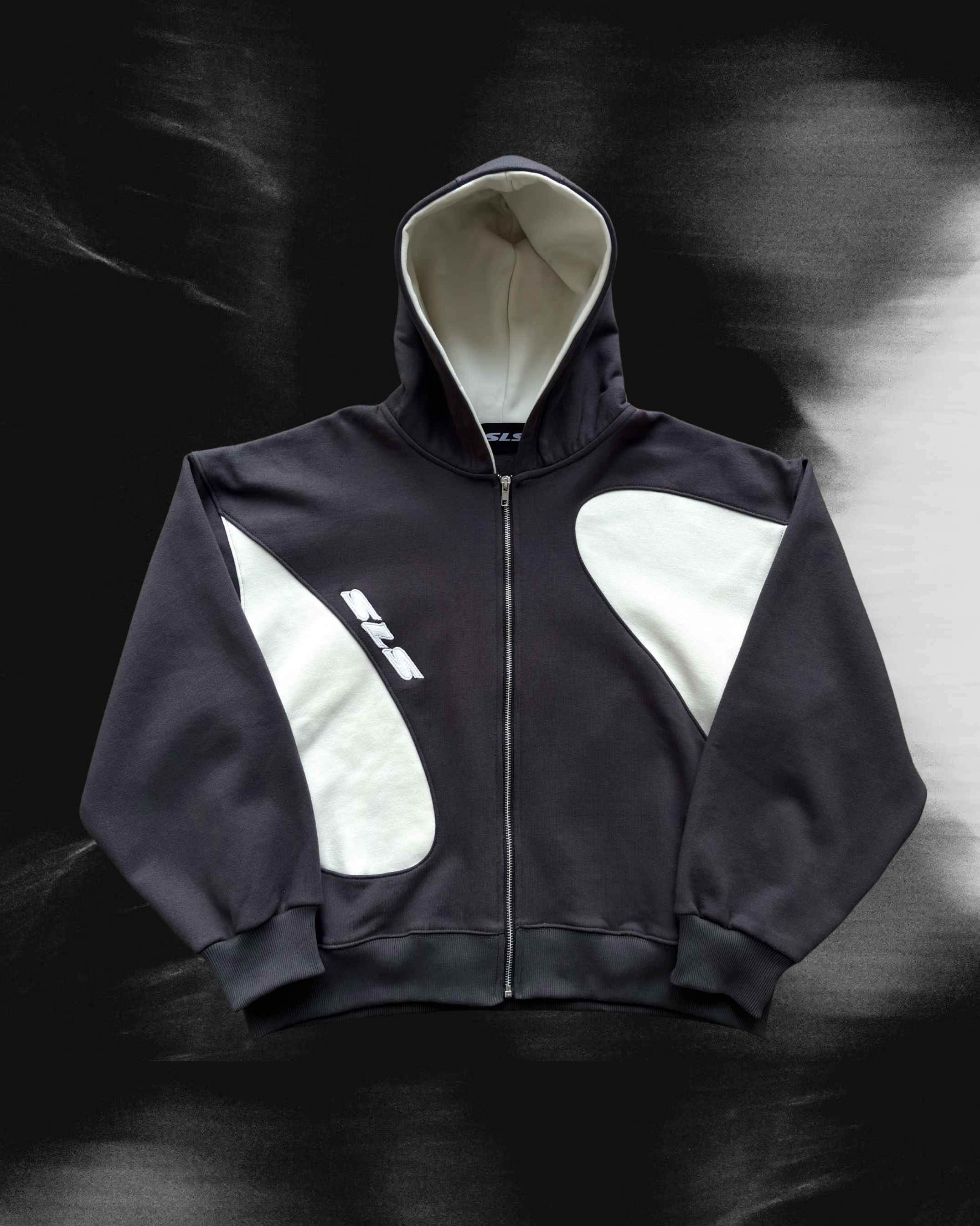 Sonata Zip Hoodie Dark Grey & Off White