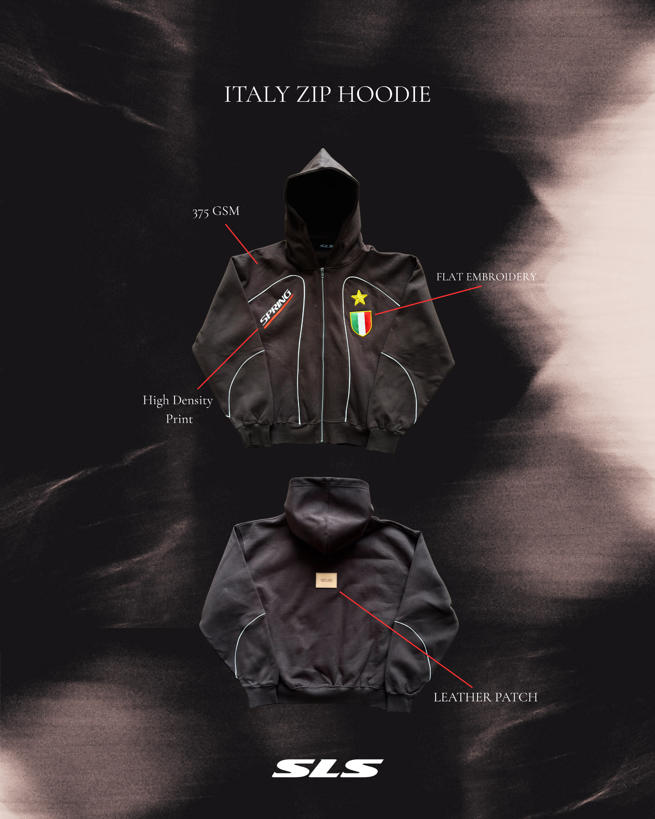Italy Zip Hoodie Brown