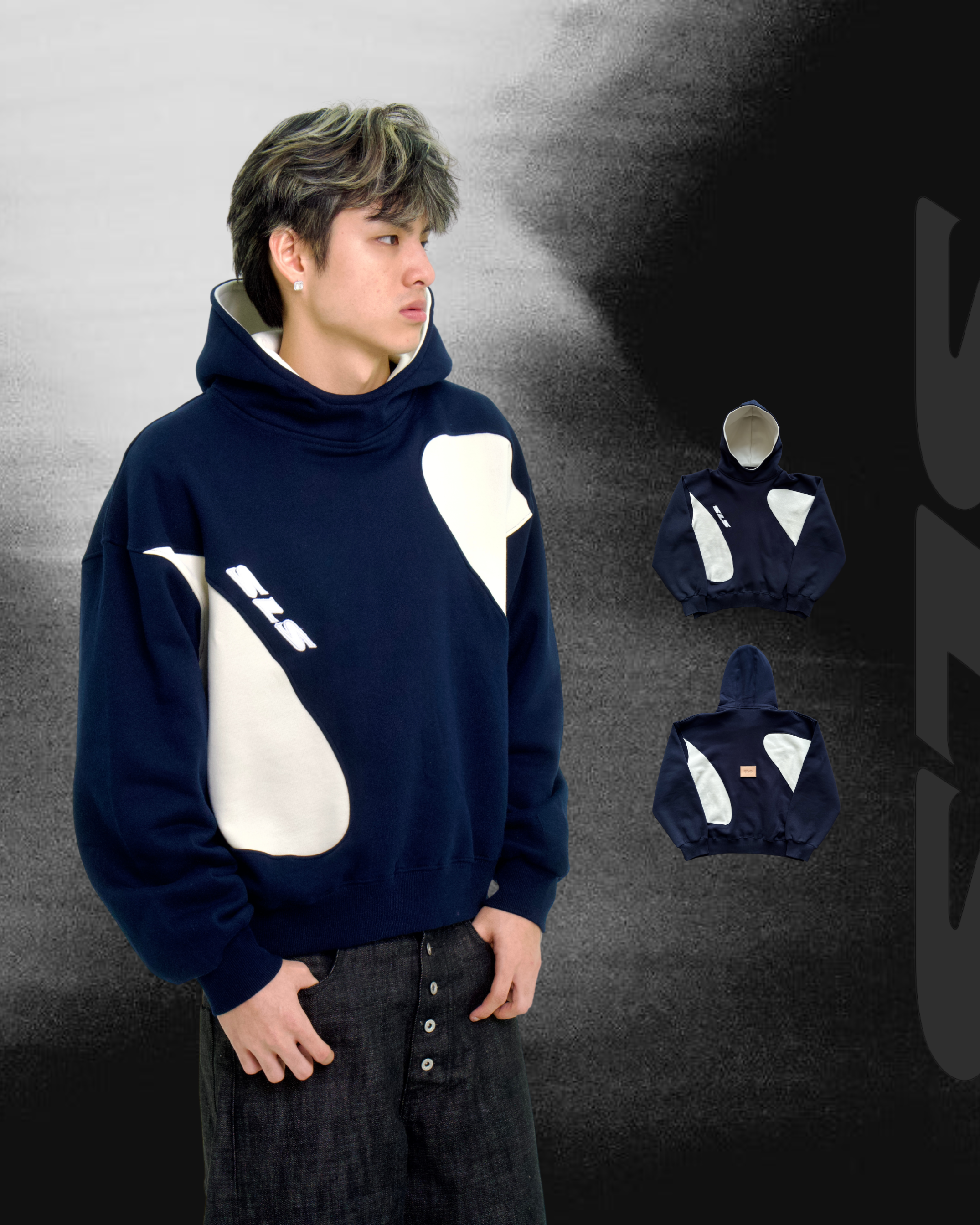 Sonata Hoodie Navy & Off White