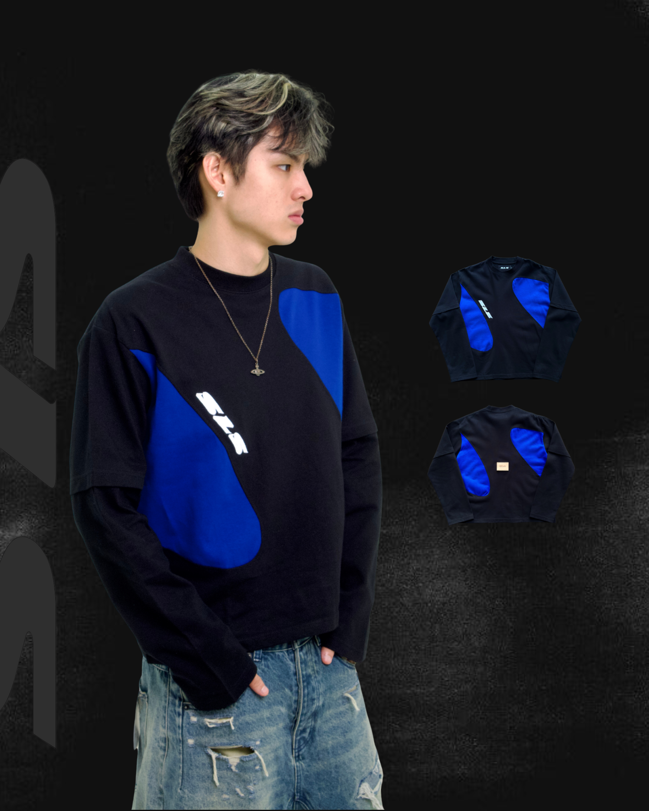 Sonata Double Layer Tee Black & Blue