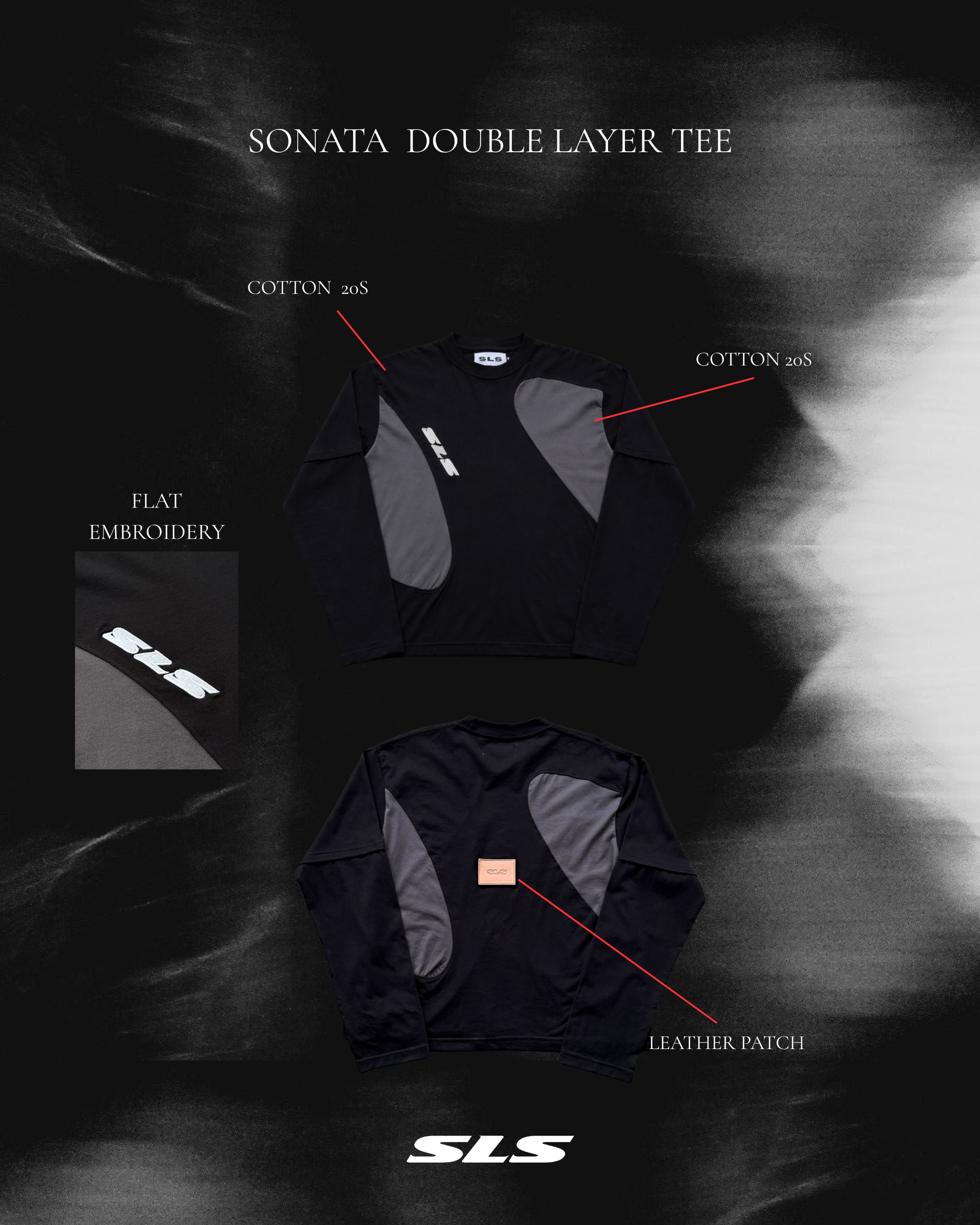 Sonata Double Layer Tee Black & Dark Grey