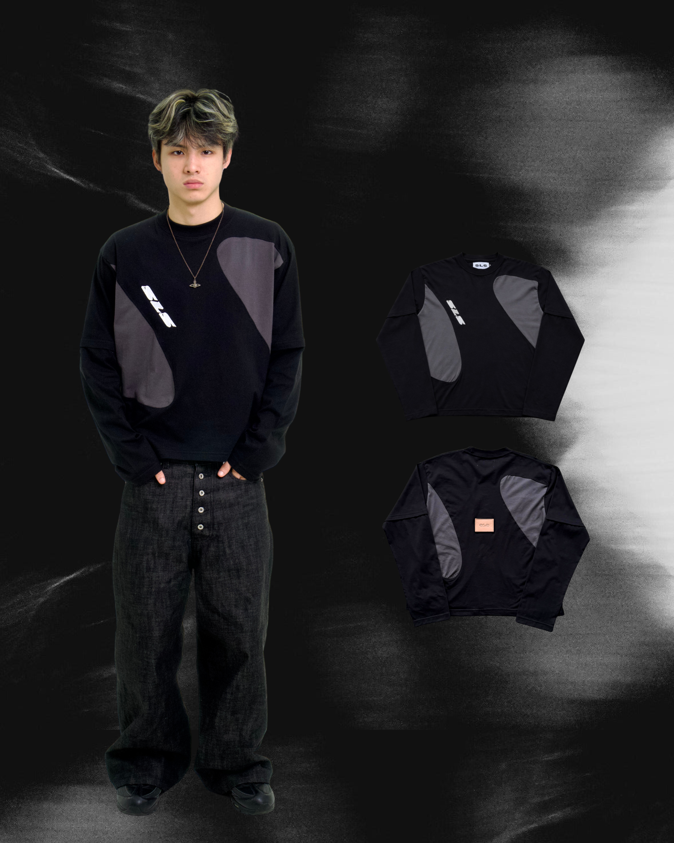 Sonata Double Layer Tee Black & Dark Grey