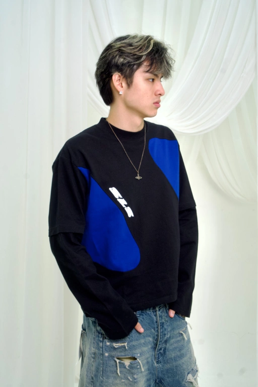 Sonata Double Layer Tee Black & Blue