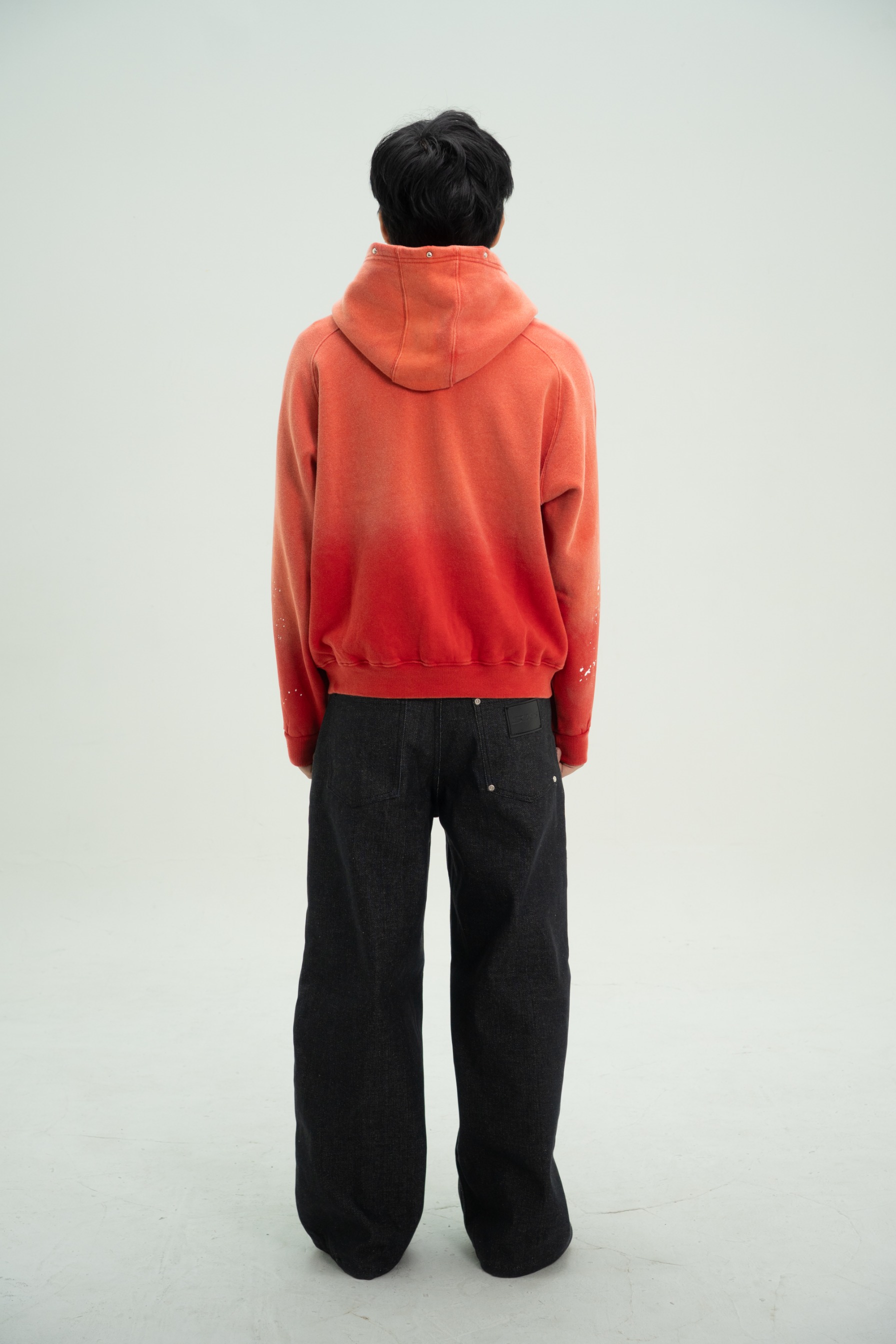 Arsène Distressed Washed Zip Hoodie Red
