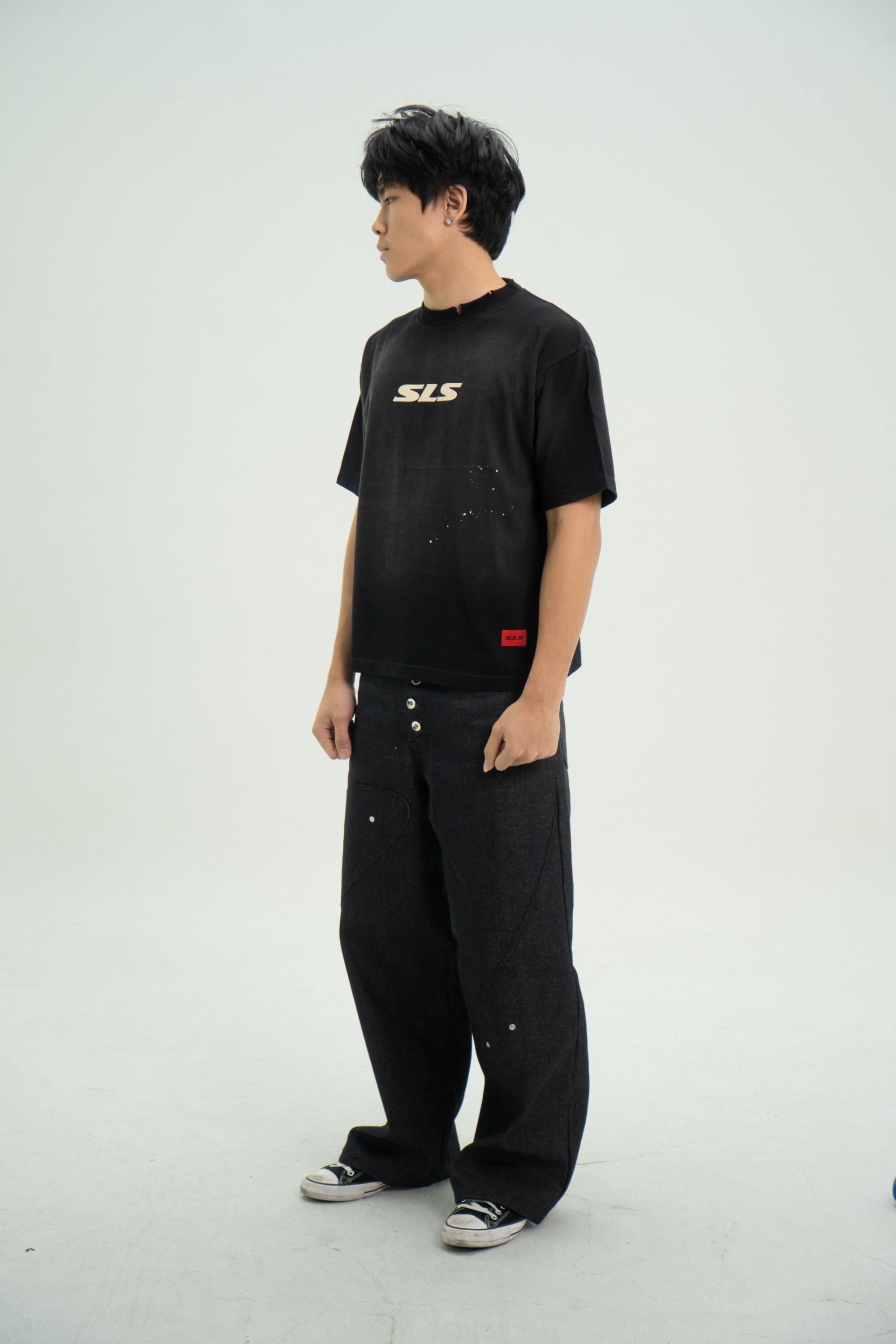 Arsène Distressed Washed Tee Black