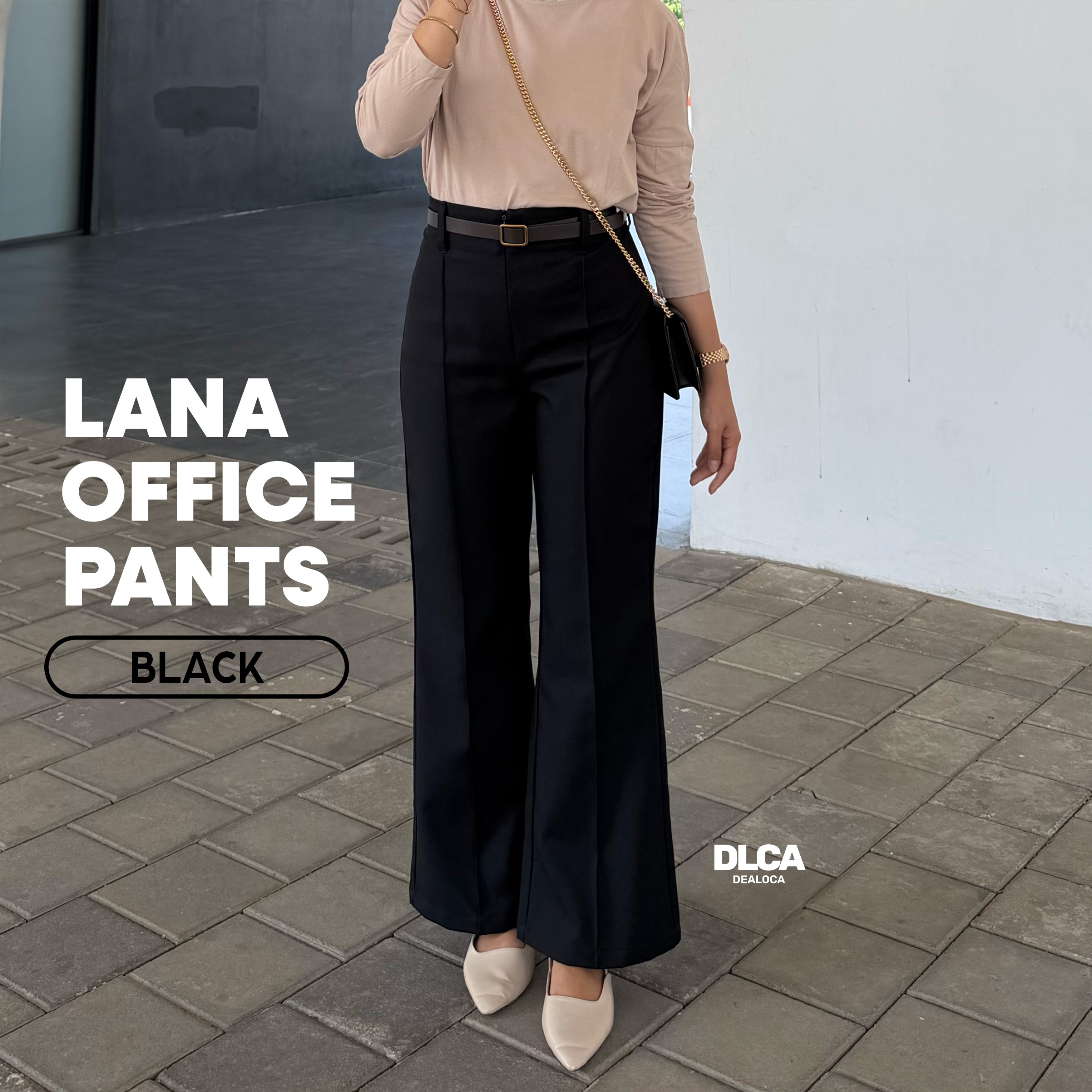 LANA OFFICE PANTS - Highwaist Cutbray Flared Pants
