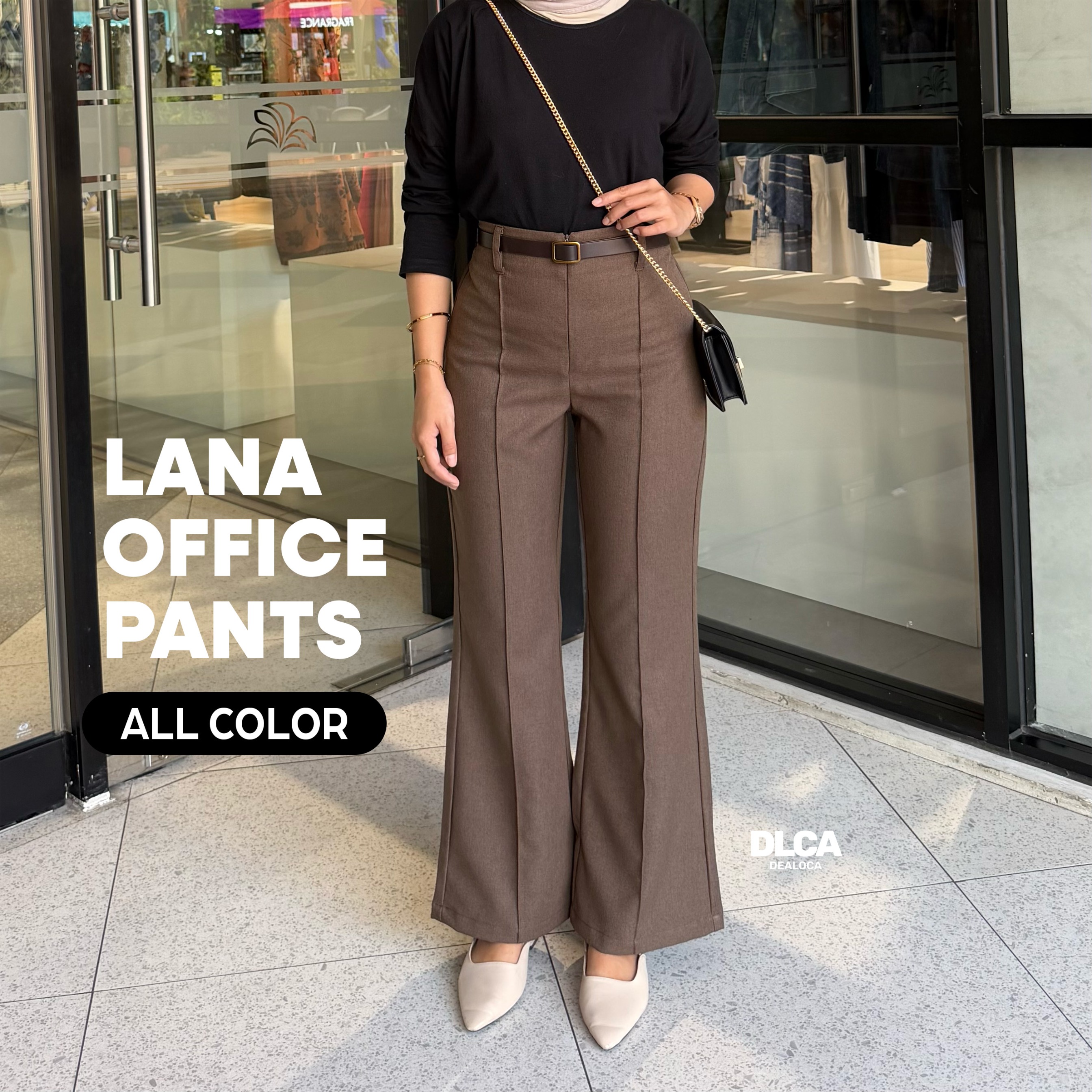 LANA OFFICE PANTS - Highwaist Cutbray Flared Pants
