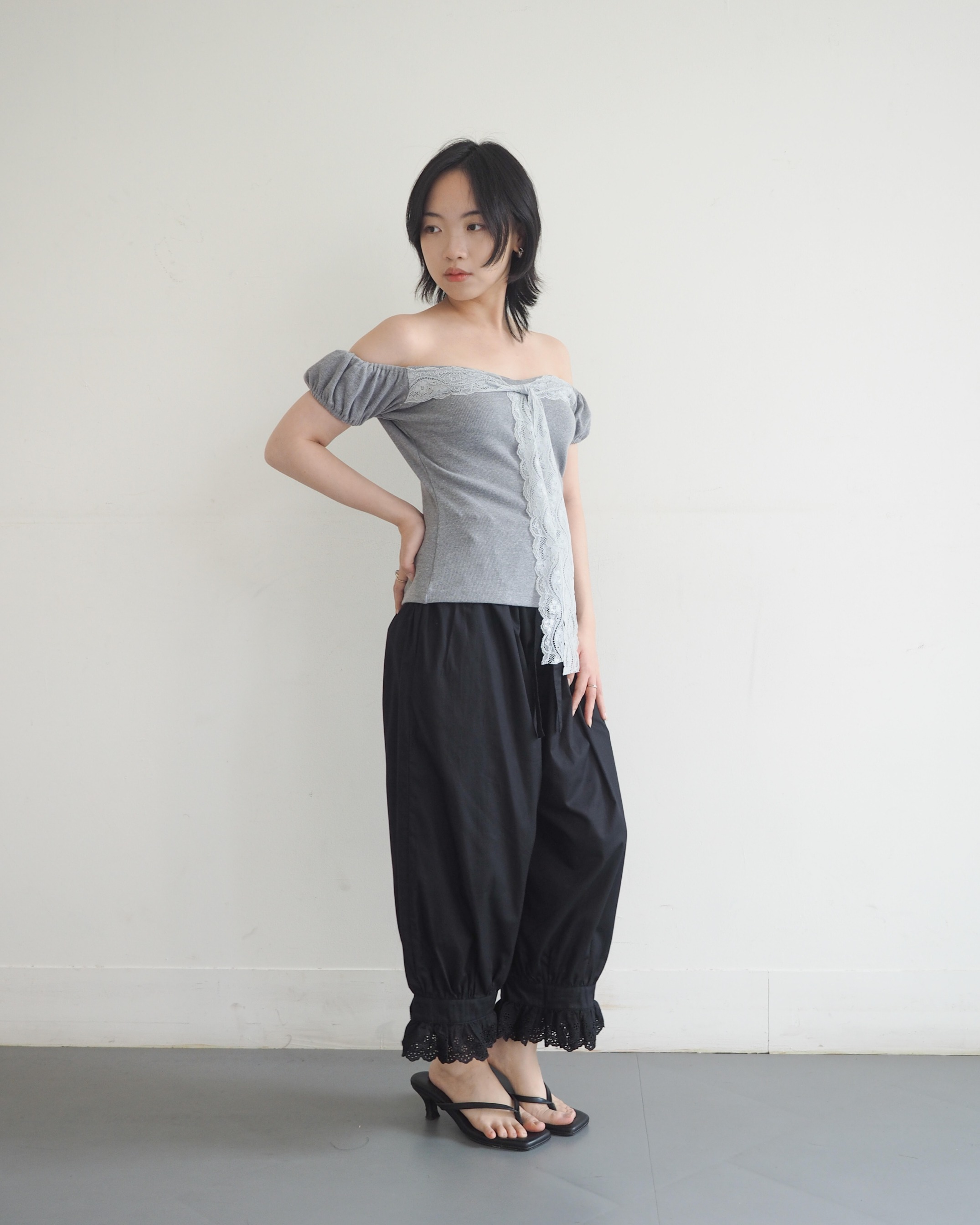 COTTON LACE BLOOMERS - BLACK