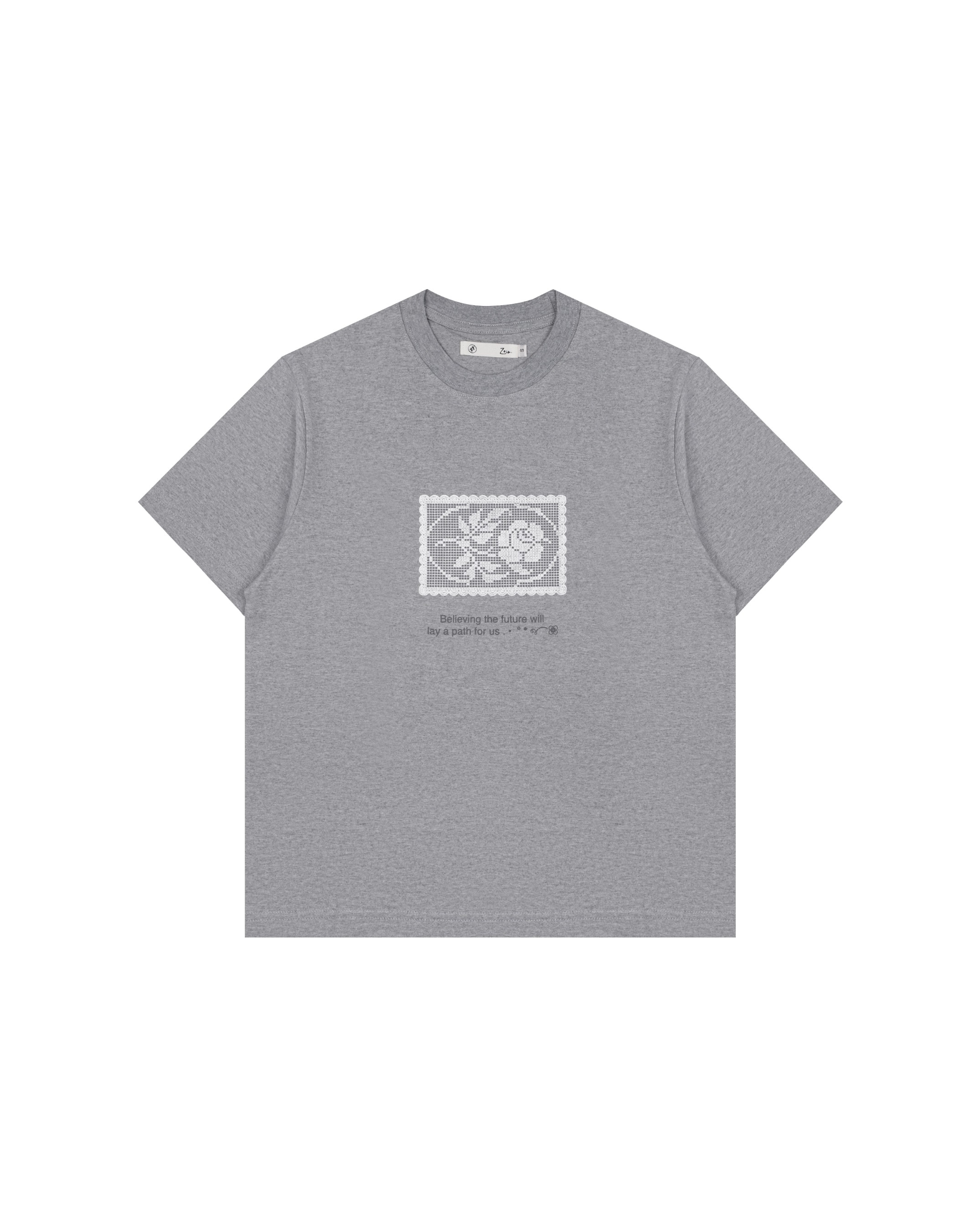 CROCHET TEE - MISTY GREY
