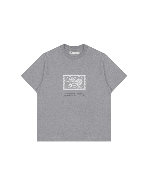 CROCHET TEE - MISTY GREY