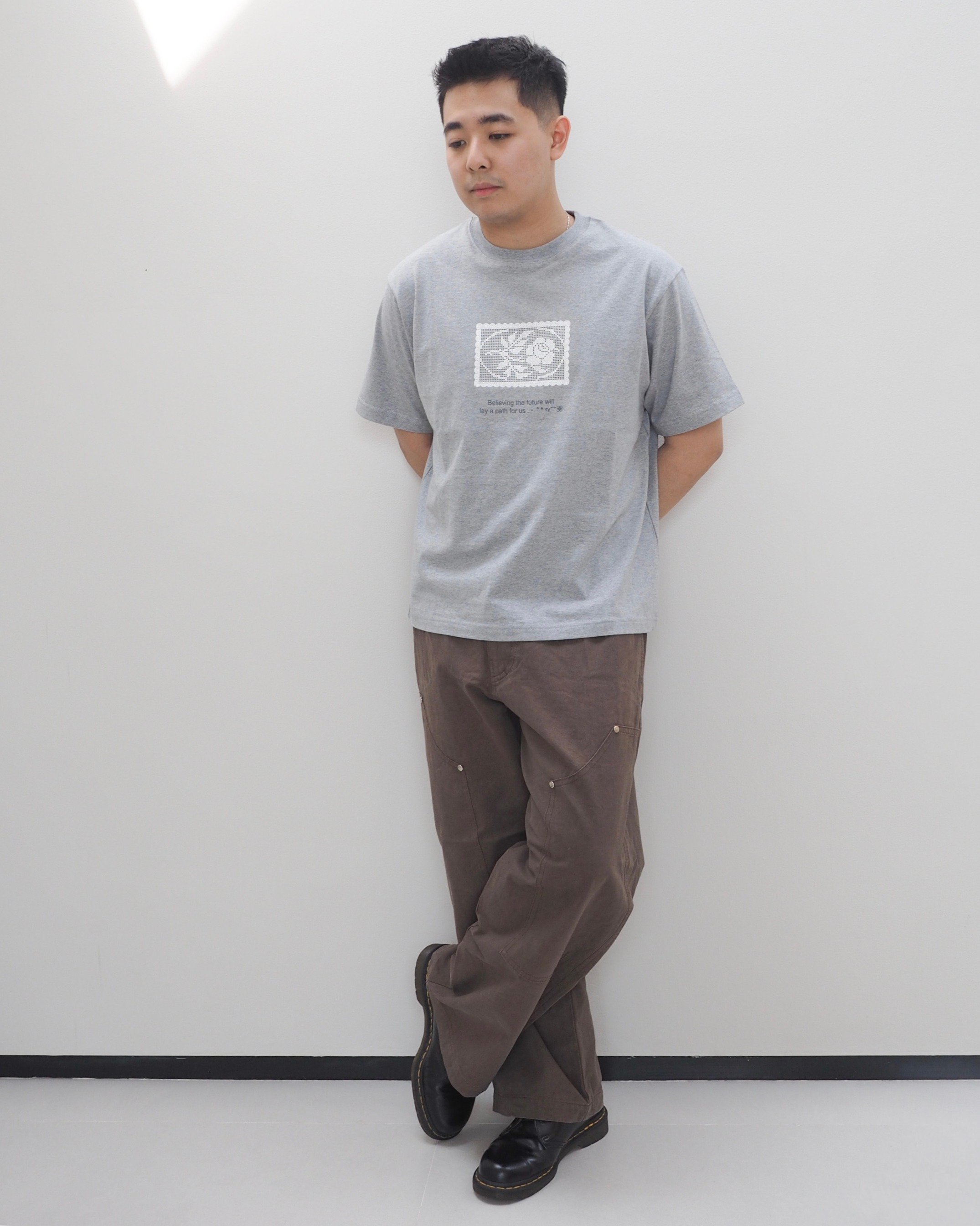 CROCHET TEE - MISTY GREY