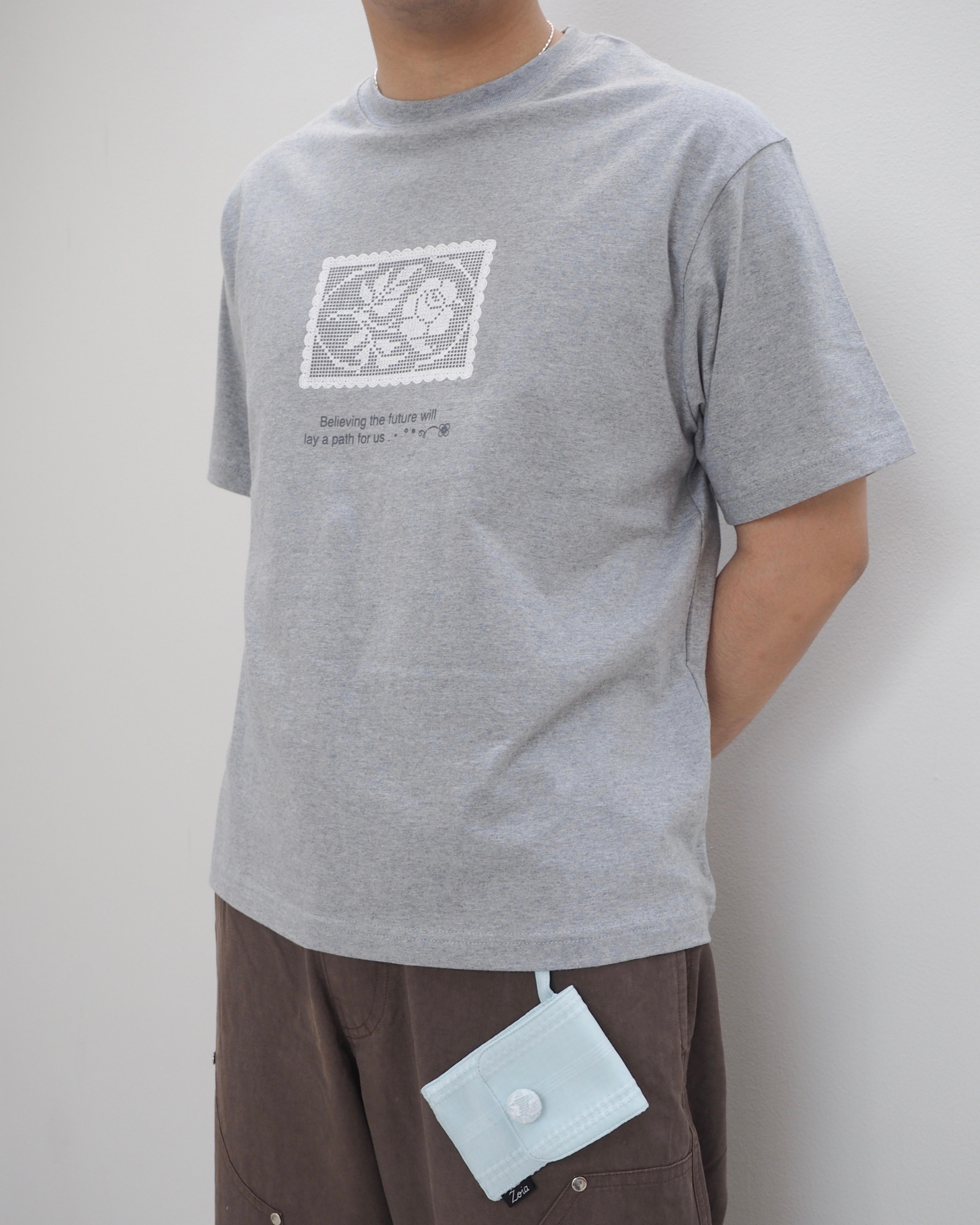 CROCHET TEE - MISTY GREY